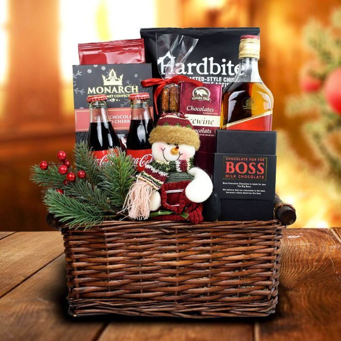 Snowman Delights Liquor Gift Basket