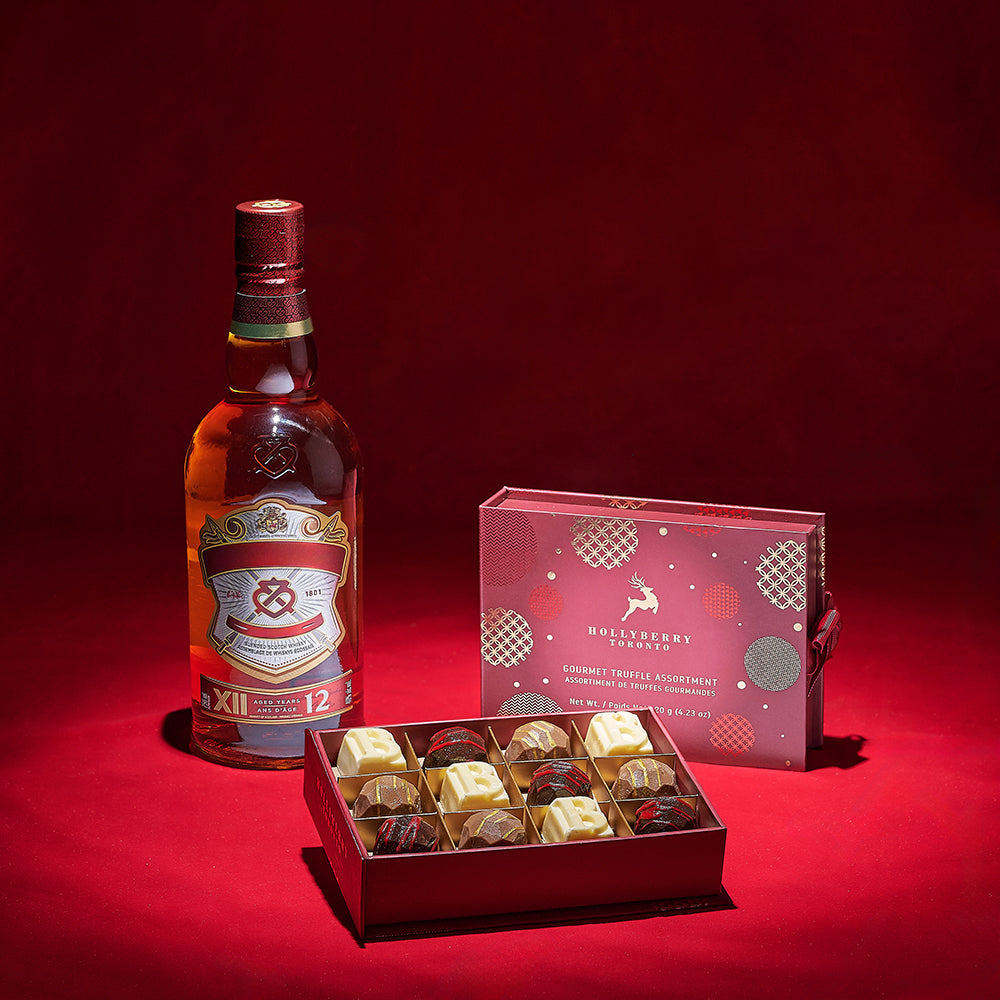 Holiday Liquor and Chocolate Truffle Box – how the gift is presented