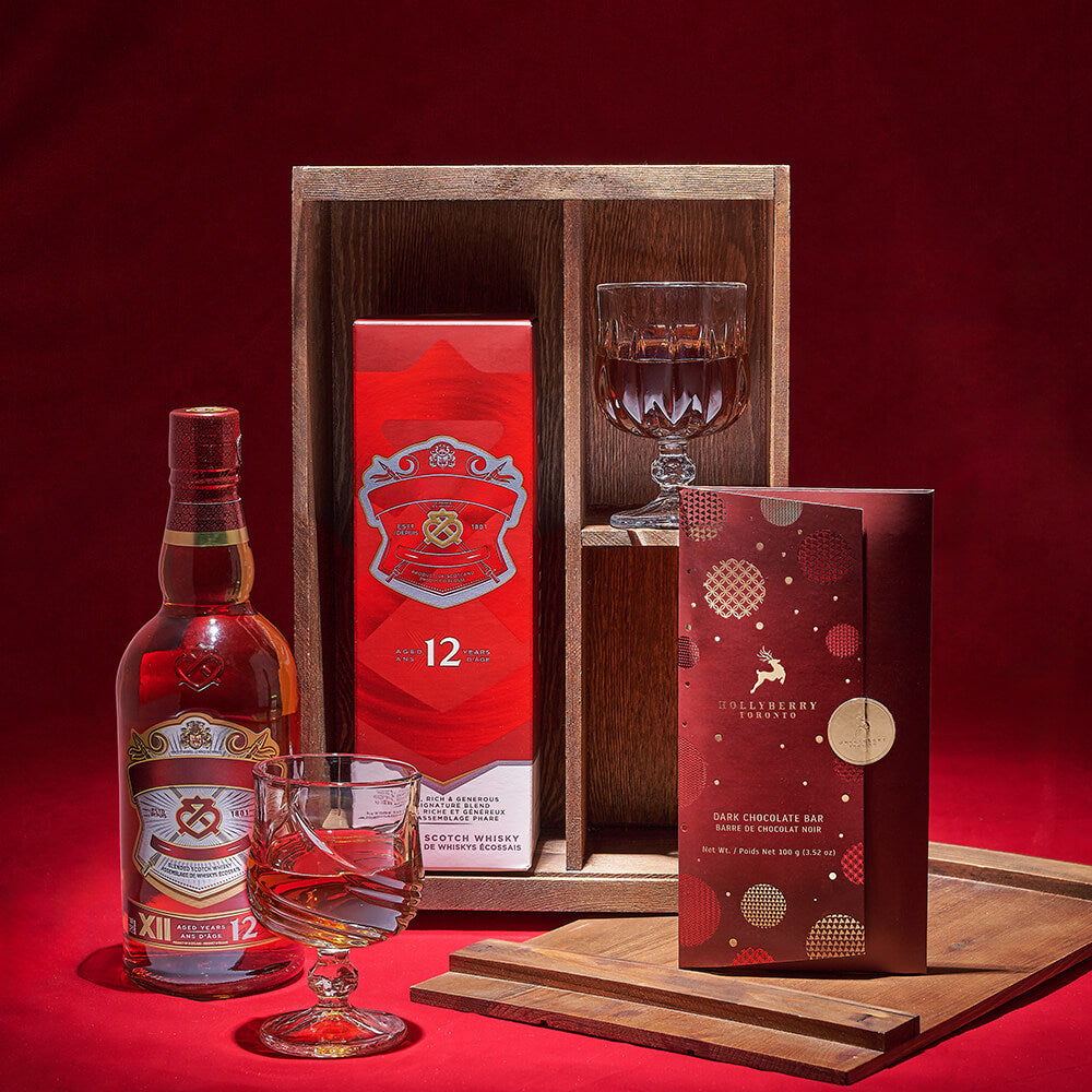 Whiskey Dark Chocolate Gift Basket – how the gift is presented