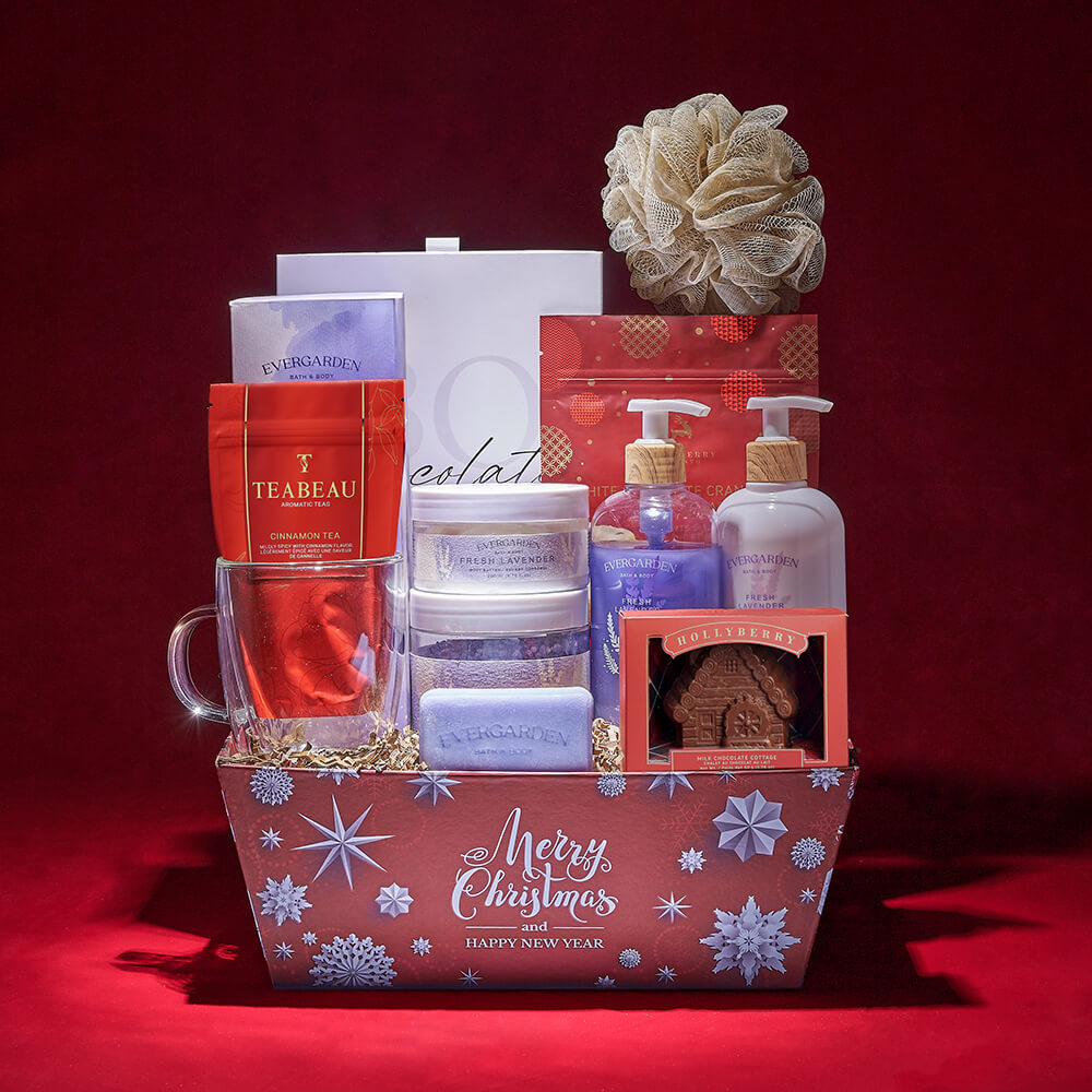 Cup of Good Cheer Spa Gift, tea gift, tea, bath gift, bath, spa gift, spa, chocolate gift, chocolate, christmas gift, christmas