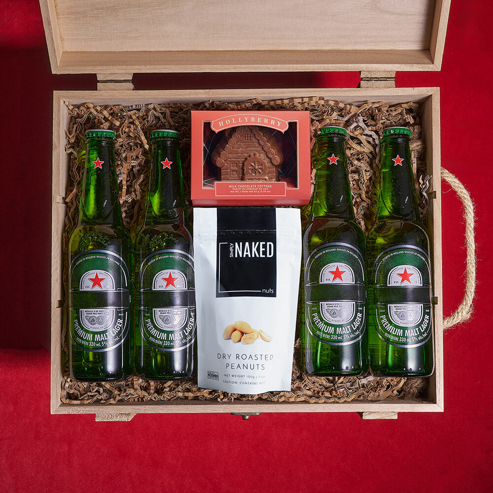 Holiday Beer and Nuts Basket – how the gift is presented