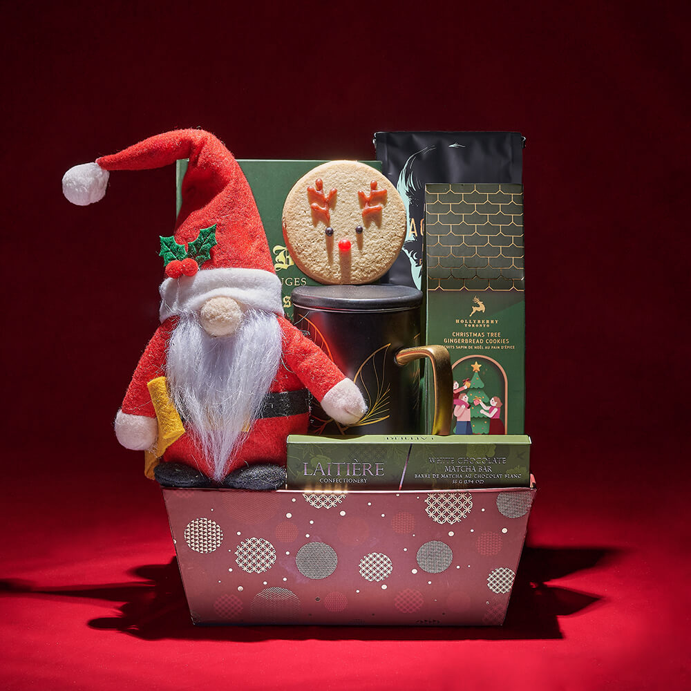 Santa Plush Chocolate and Coffee Tray – how the gift is presented