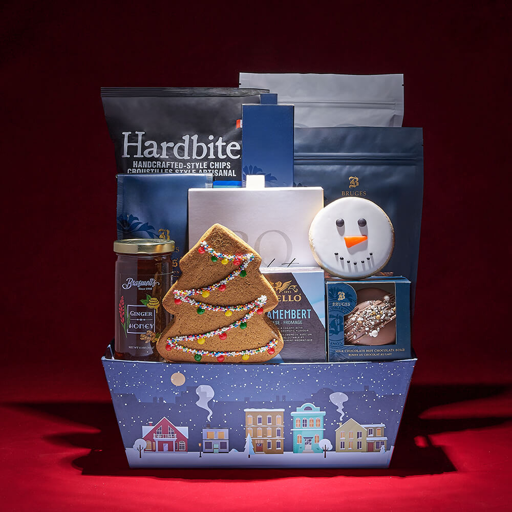 Holiday Camembert Cheese Gift Basket – how the gift is presented