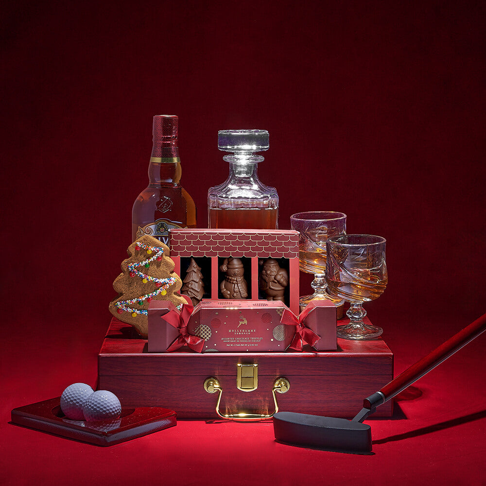 Whiskey and Chocolate Holiday Cracker Basket – how the gift is presented