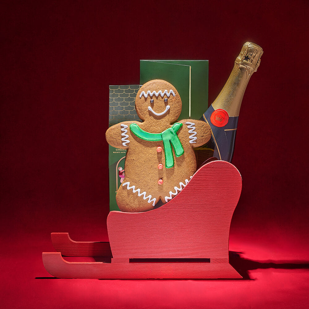 Sparkling Wine Gift with Gingerbread Man – how the gift is presented