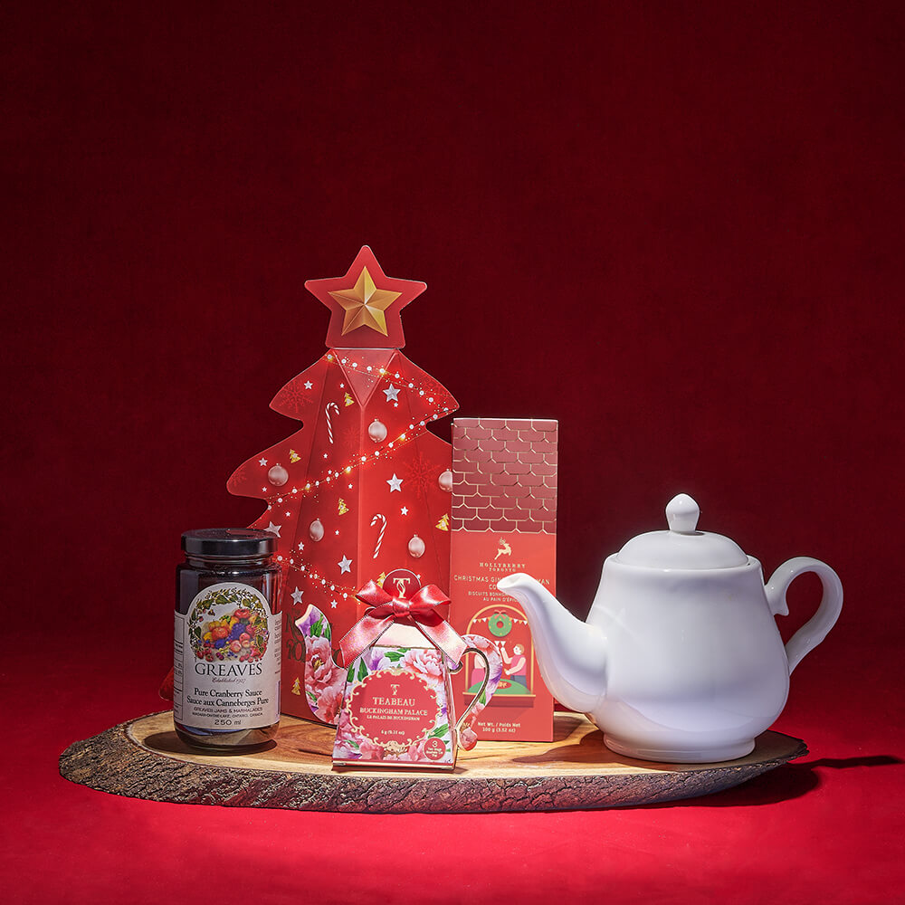 Festive Chocolate Truffles and Tea Gift Basket – how the gift is presented