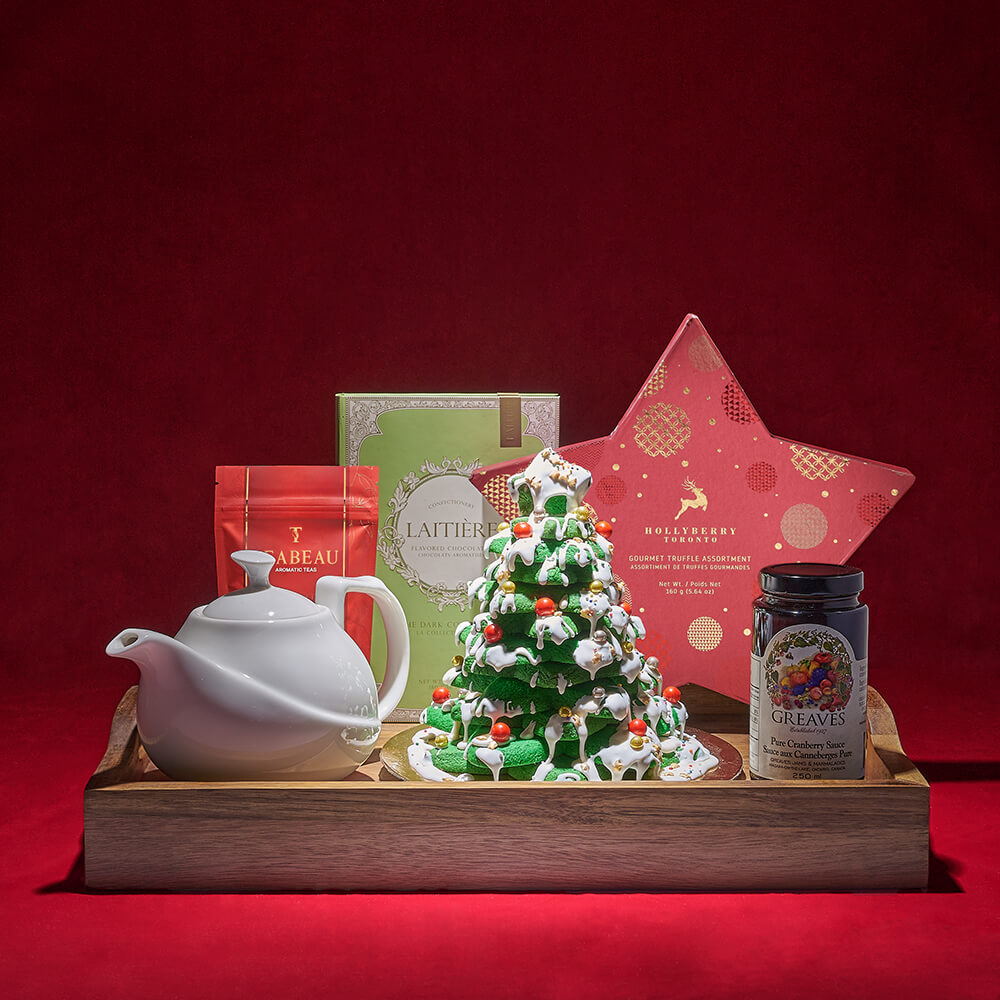 Holiday Chocolate Basket with Bed Tray – how the gift is presented