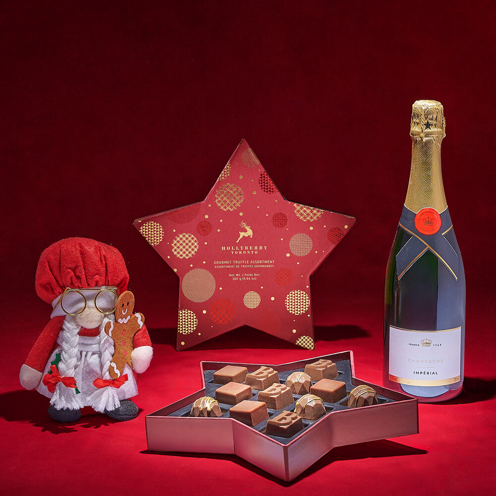 Festive Sparkling Wine Celebration Set – how the gift is presented