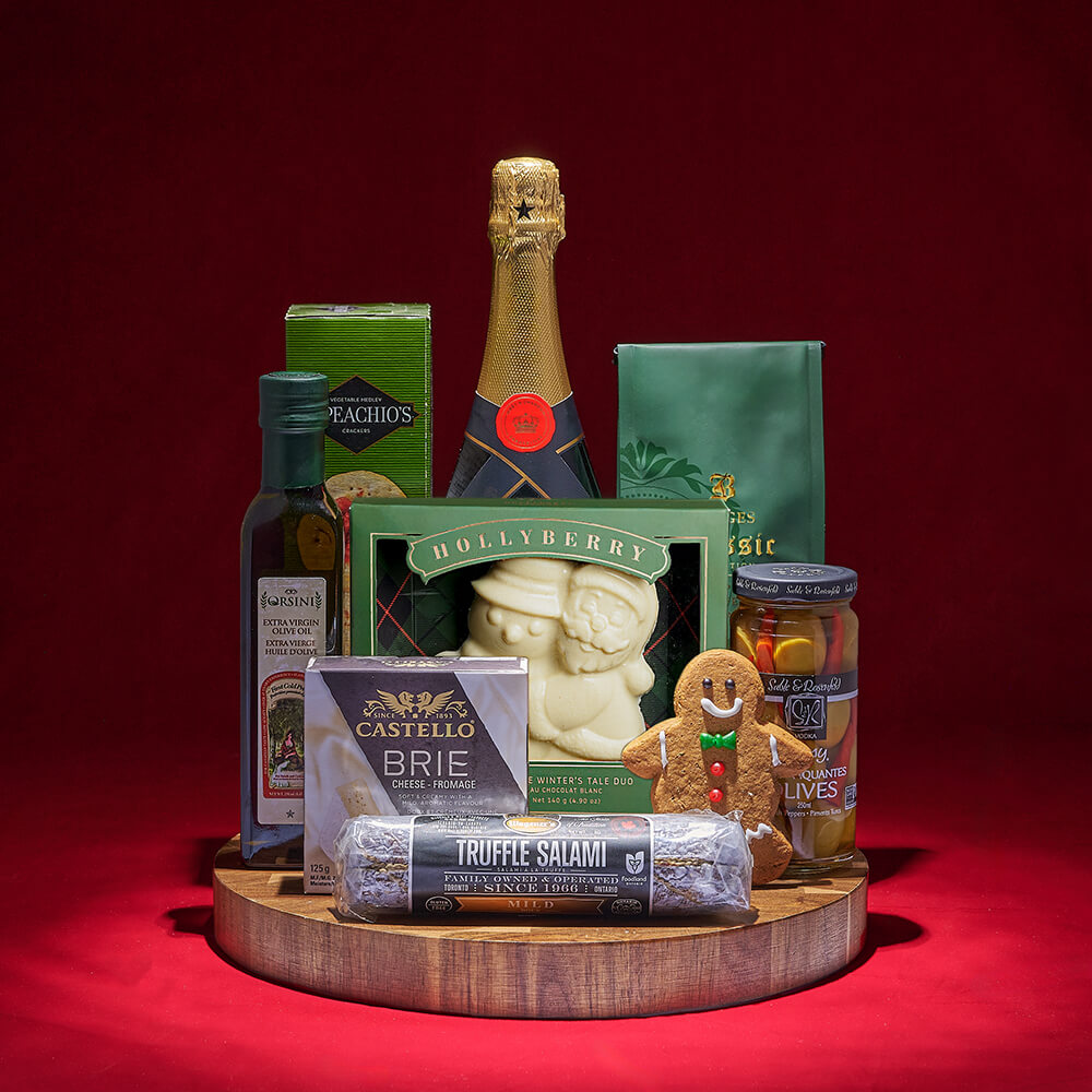 Sparkling Wine Holiday Food Gift Set – how the gift is presented