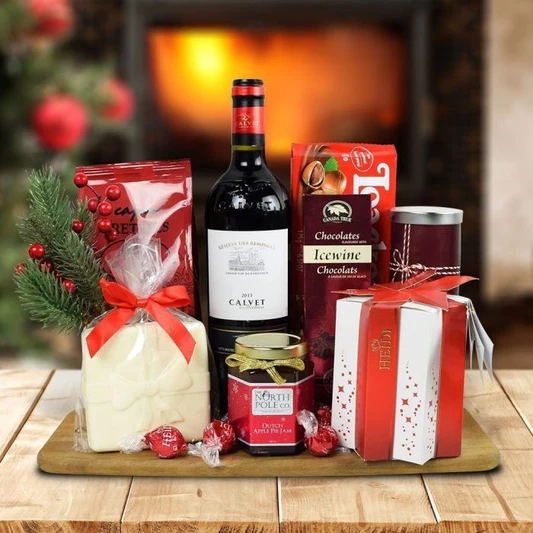 Port Coquitlam Christmas Gift Basket Delivery - Chocolates, Crackers, Meats, Wines and Festive treats - North Pole co. Canada
