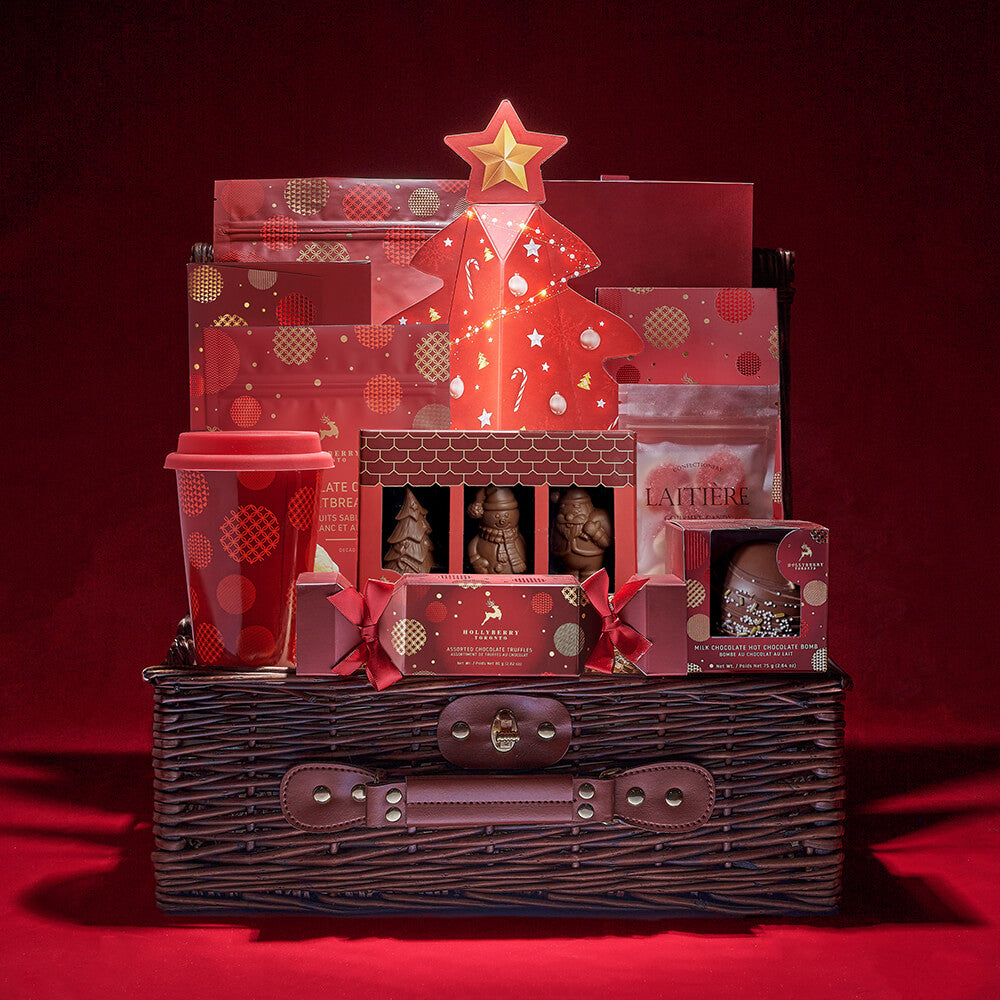 Deluxe Holiday Chocolate Gift Basket – how the gift is presented