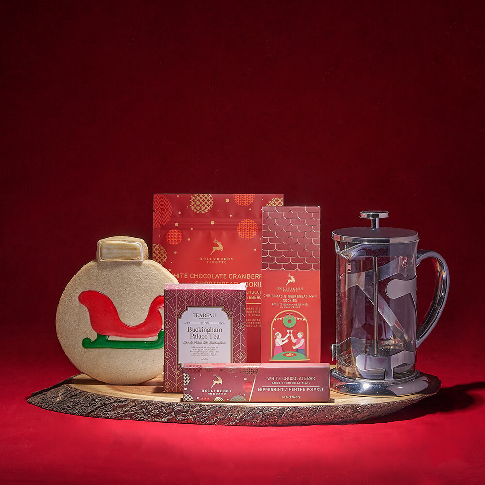 Holiday Chocolate and Tea Gift Board – how the gift is presented