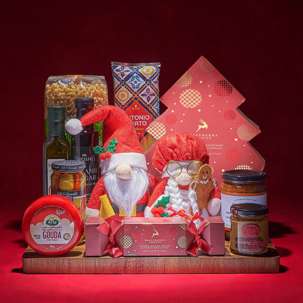 Plush Claus Holiday Chocolate Gift Basket – how the gift is presented