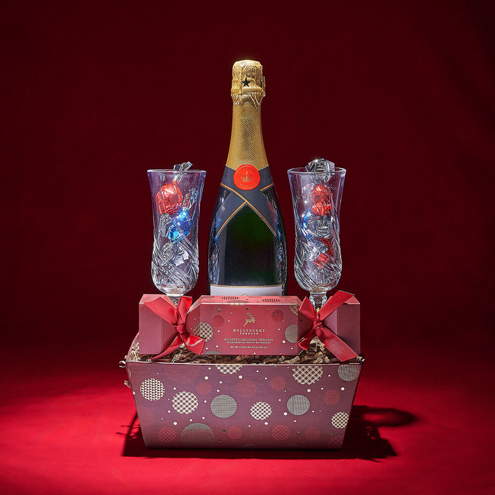 Sparkling Wine and Christmas Cracker Box – how the gift is presented