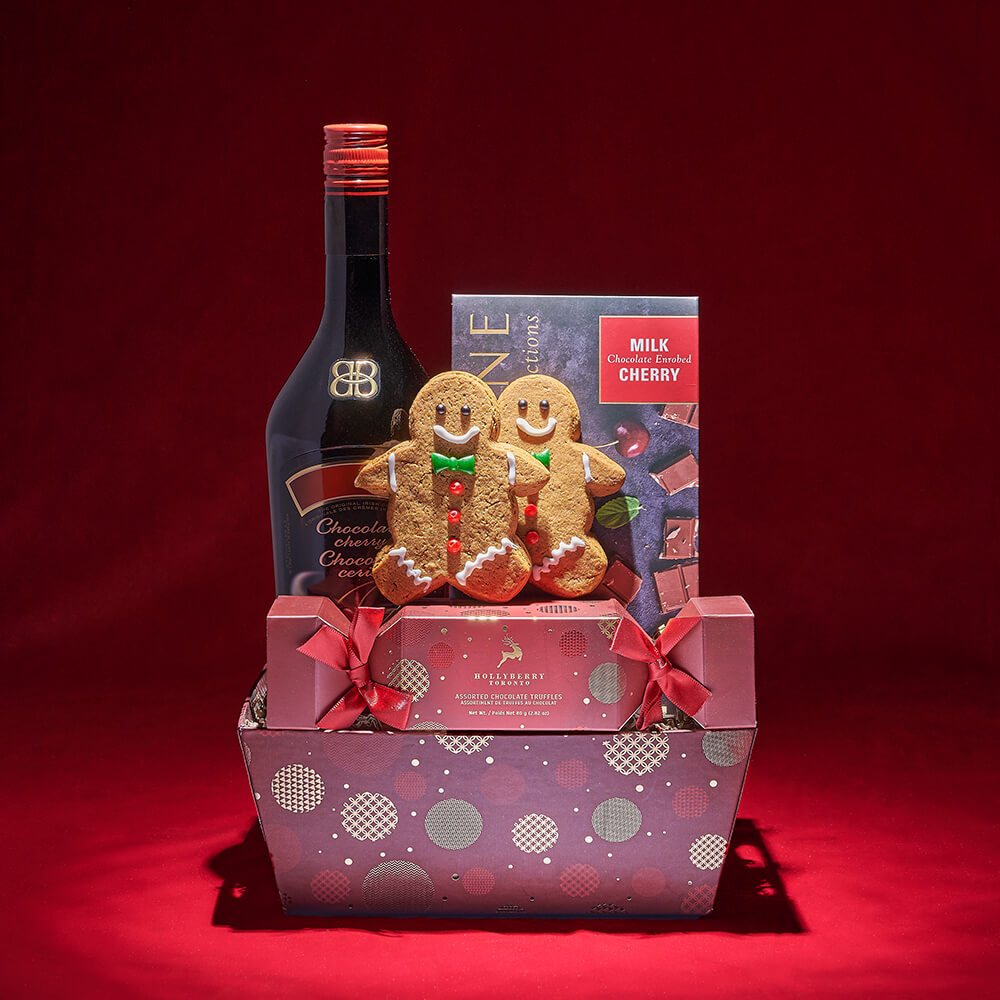 Liquor Gift Set with Chocolate Cherries – how the gift is presented
