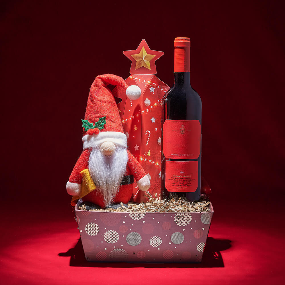 Wine and Christmas Truffles Gift – how the gift is presented