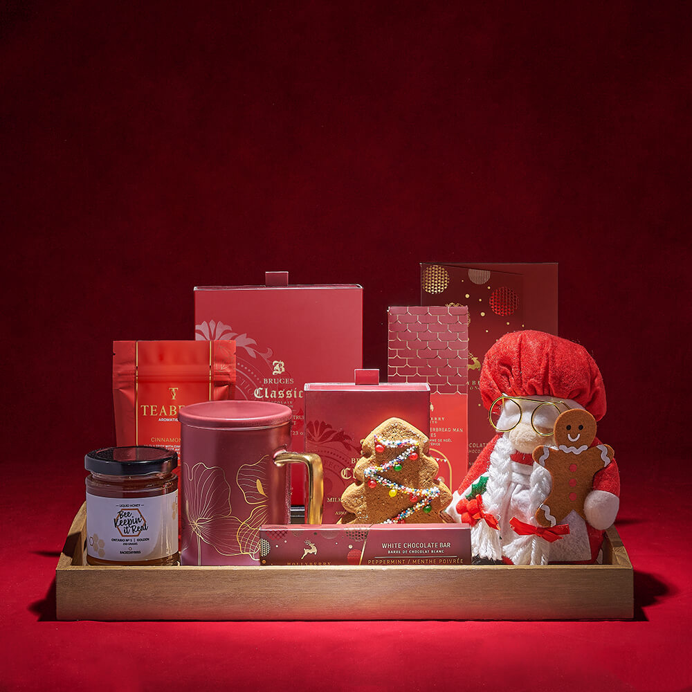 Joyeux Noel Tea Tray, tea gift, tea, christmas gift, christmas, cookie gift, cookie, chocolate gift, chocolate