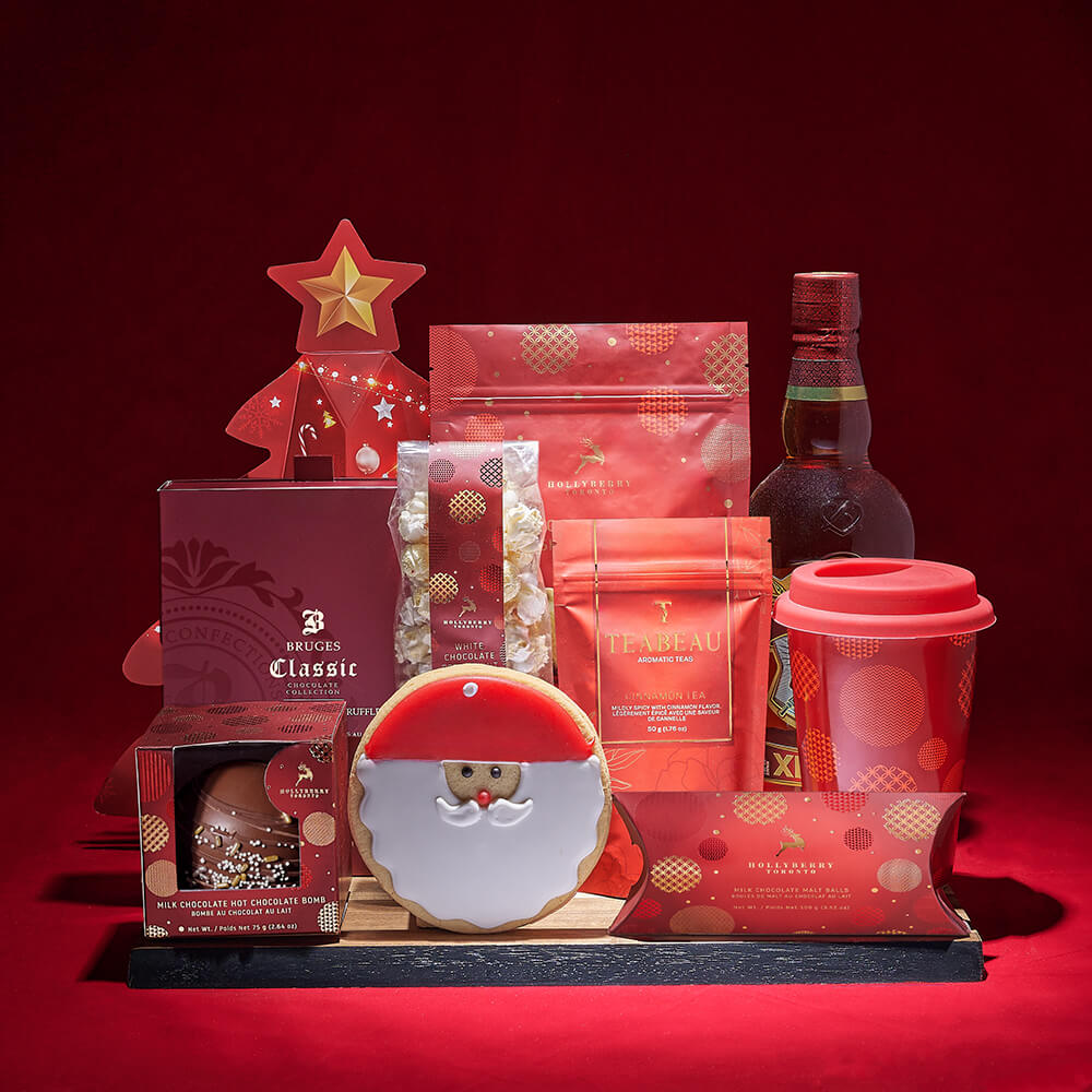 Liquor Gift Basket with Shortbread – how the gift is presented