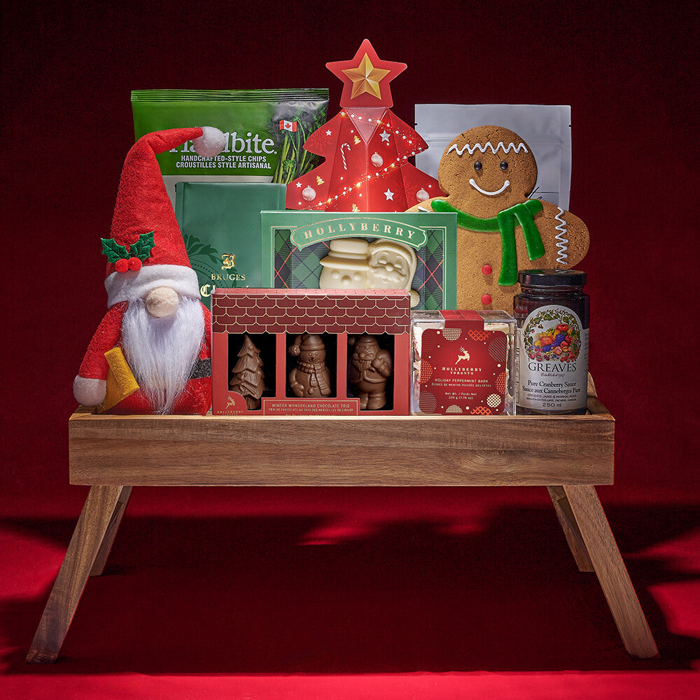North Pole Co. Premium Christmas Gift Basket with Gourmet Cookies and Coffee – how the gift is presented