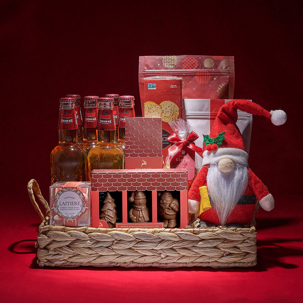 Santa Beer and Treats Gift Basket – how the gift is presented