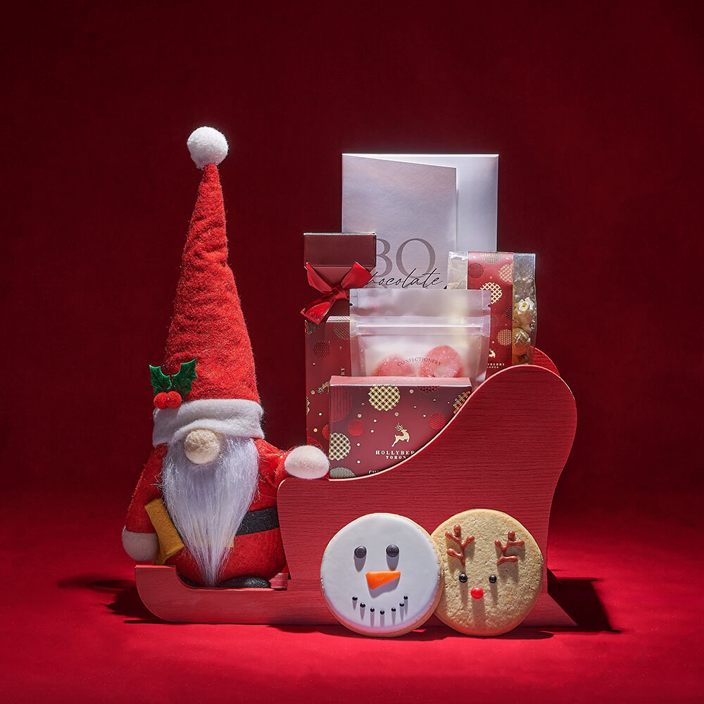 Holiday Red Sled Chocolate Gift – how the gift is presented