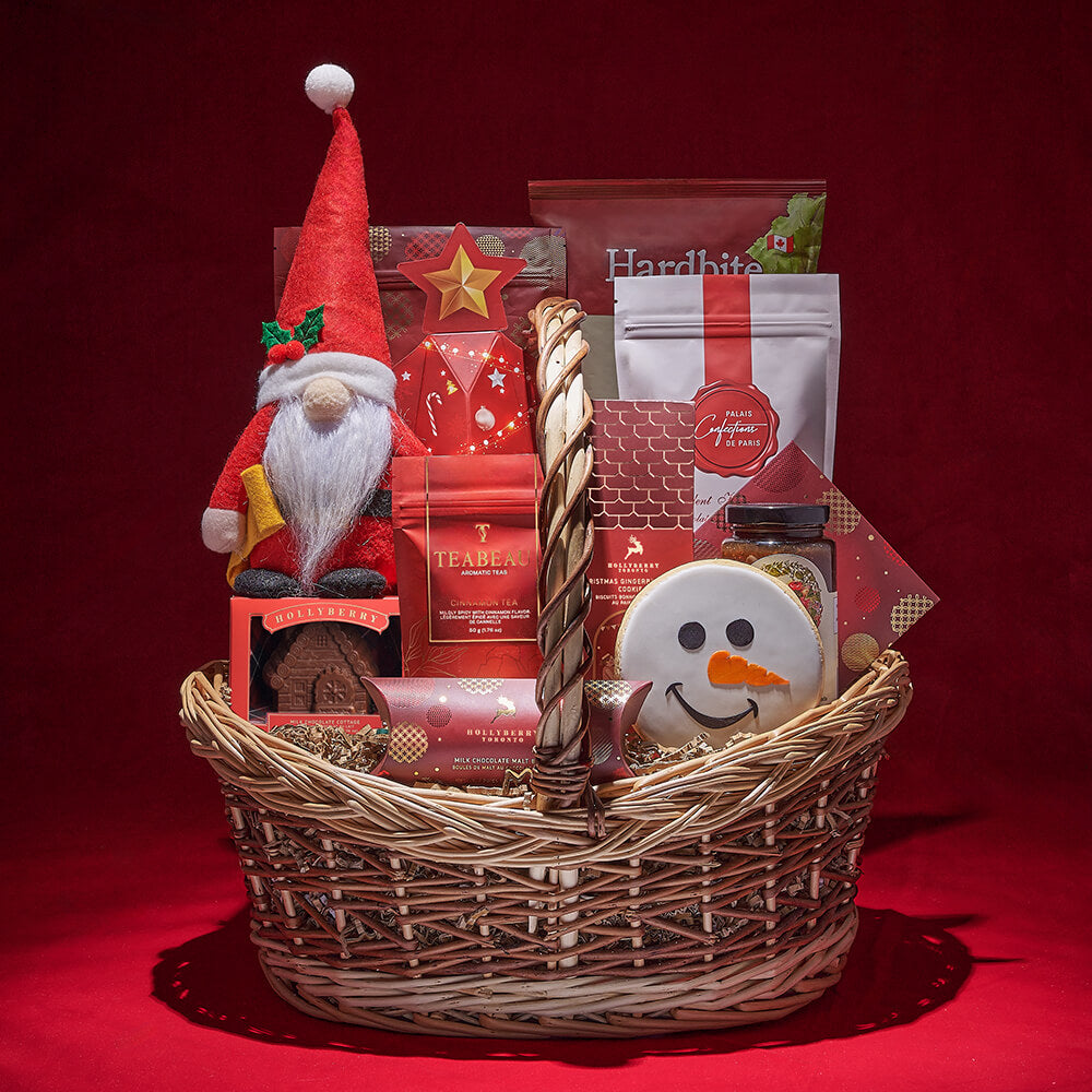 Santa’s Snacking Gift Basket, christmas gift, christmas, chocolate gift, chocolate, tea gift, tea, cookie gift, cookie