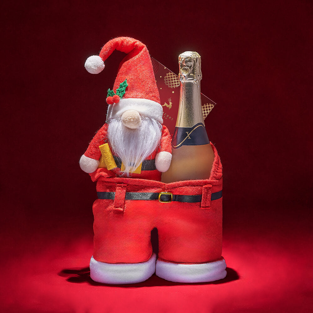 Sparkling Wine Santa Plush Gift Set – how the gift is presented