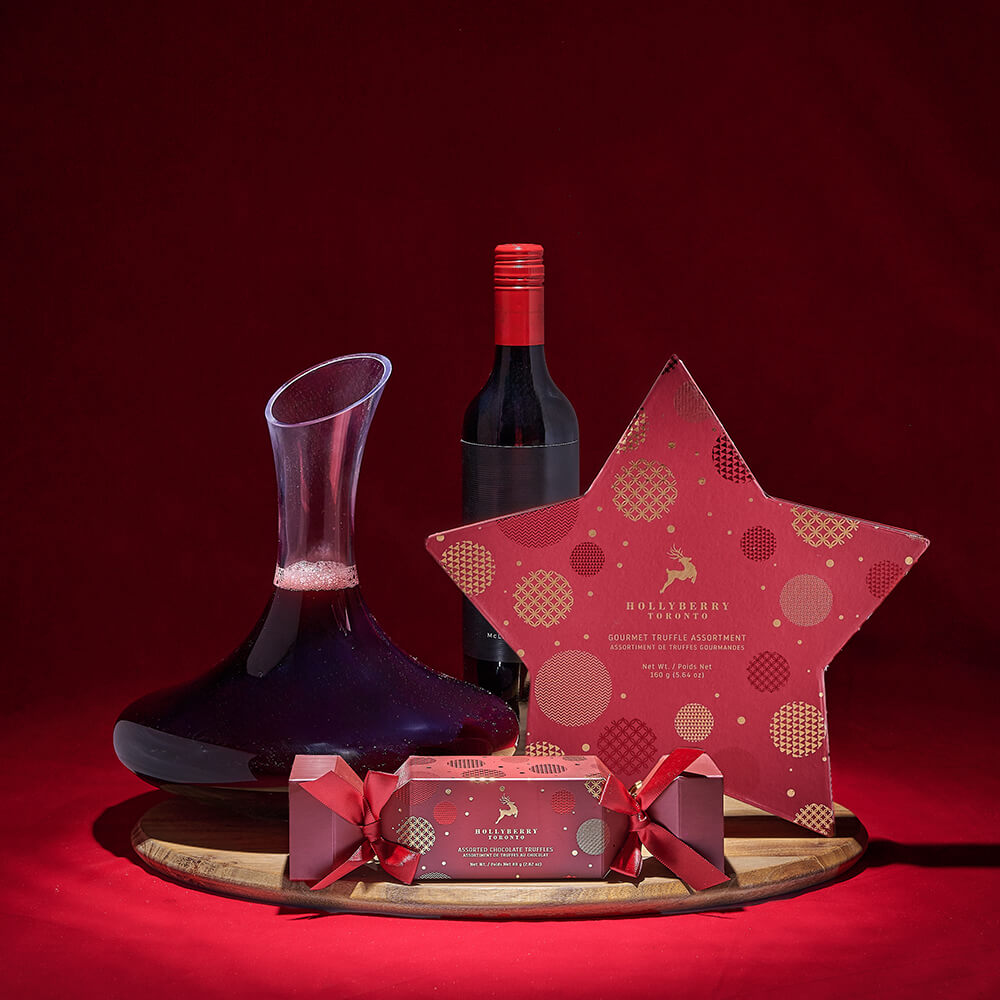 Christmas Wine and Star Box Gift – how the gift is presented