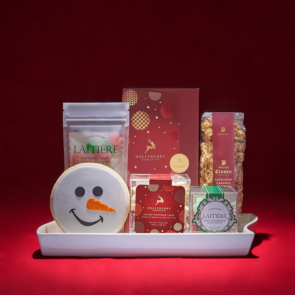 Christmas Snowman Cookie Snack Plate – how the gift is presented