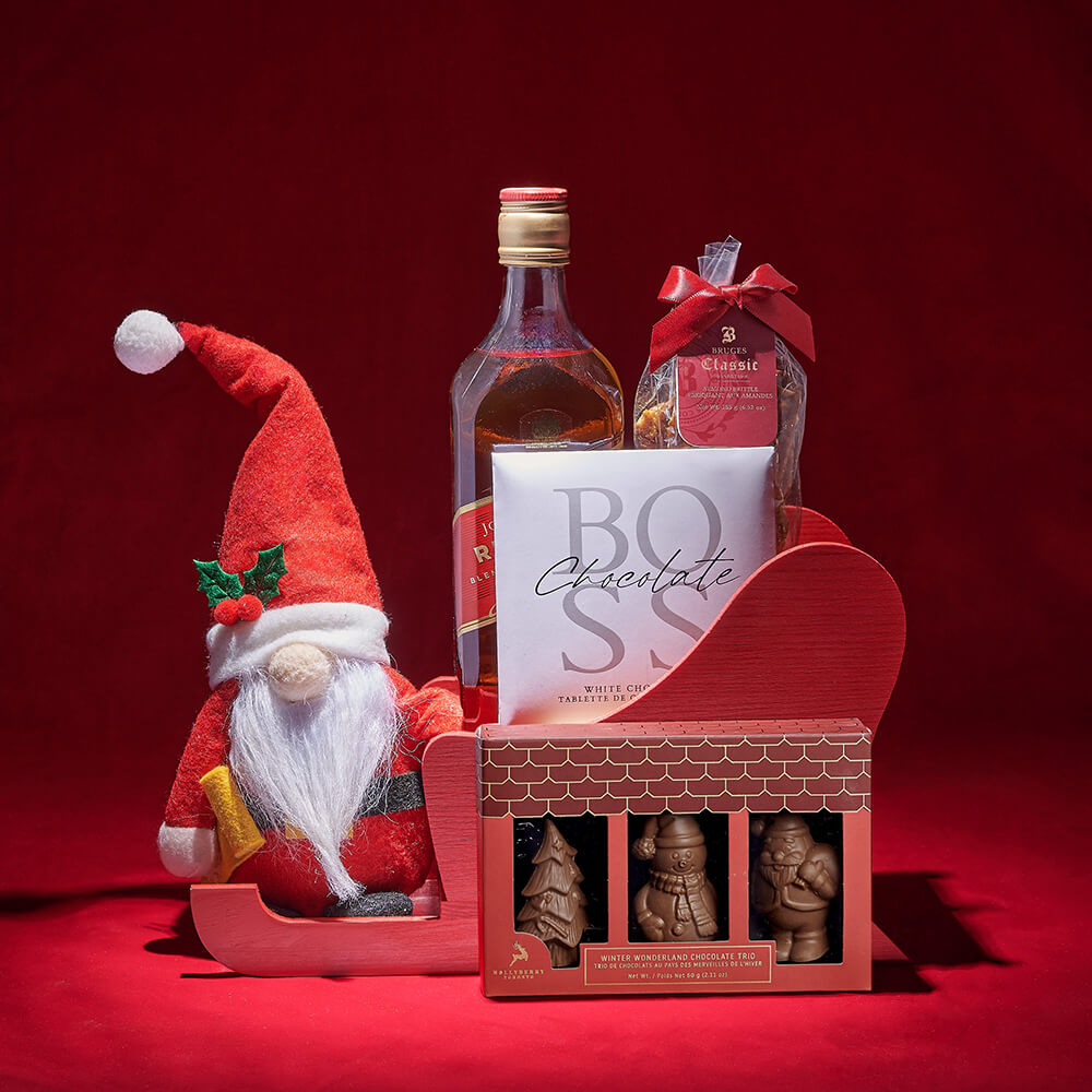 Winter Liquor and Chocolate Set – how the gift is presented