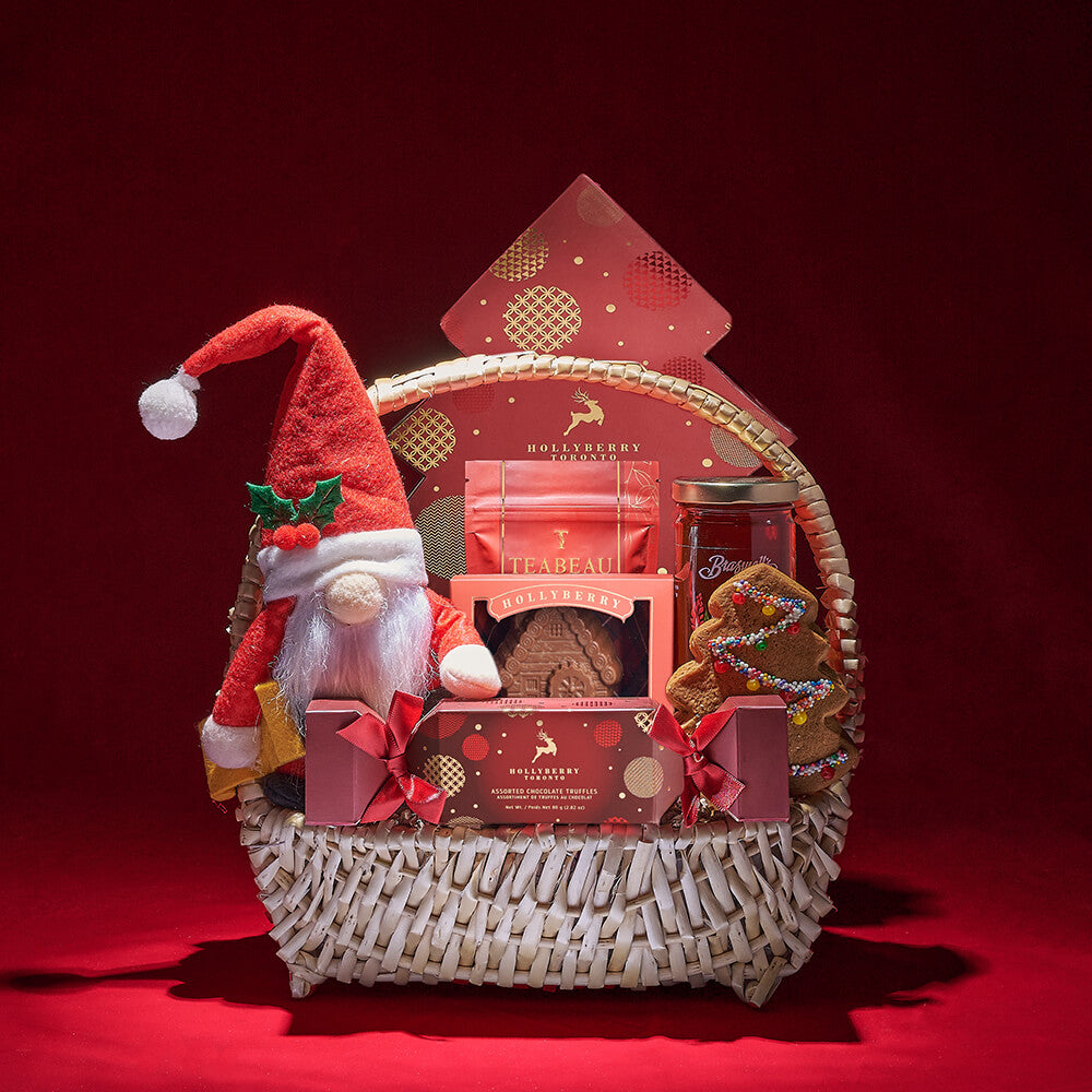 Festive Chocolate Truffle Gift Basket in Wide Boat Shape – how the gift is presented