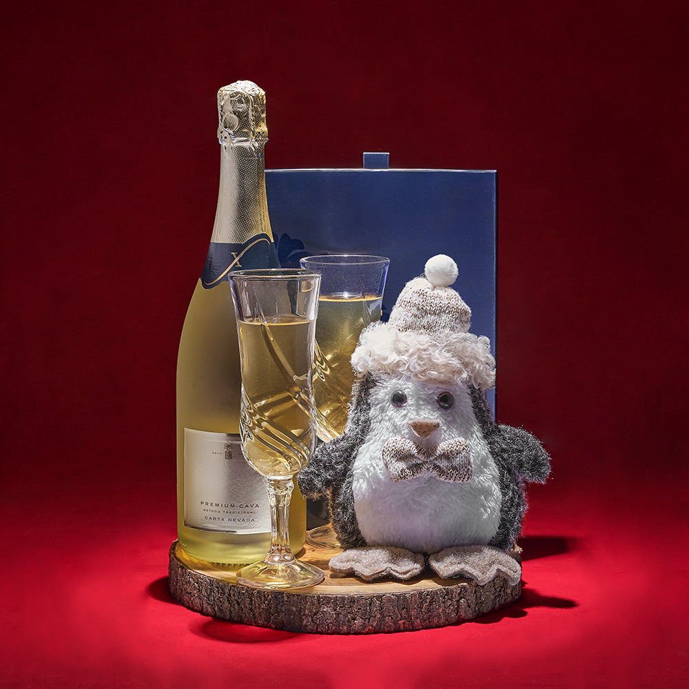 Festive Sparkling Wine and Penguin Gift – how the gift is presented