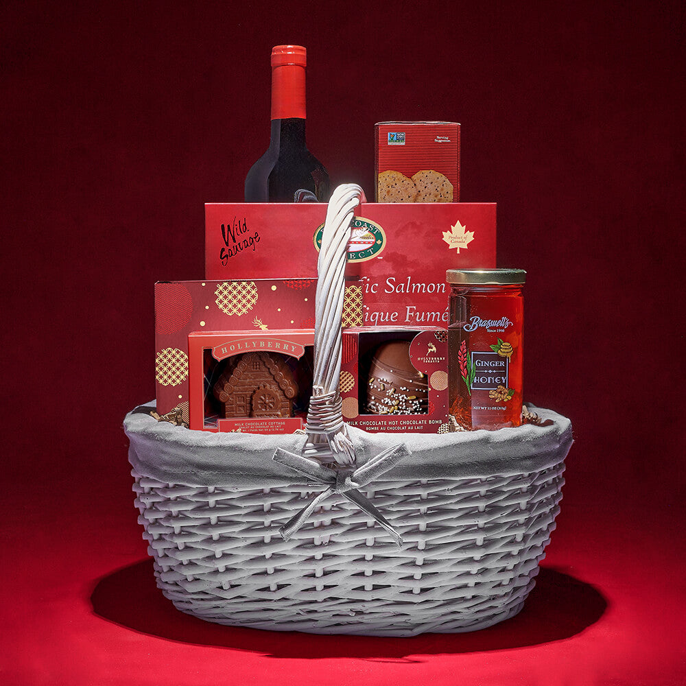 Smoked Salmon with Wine Basket – how the gift is presented