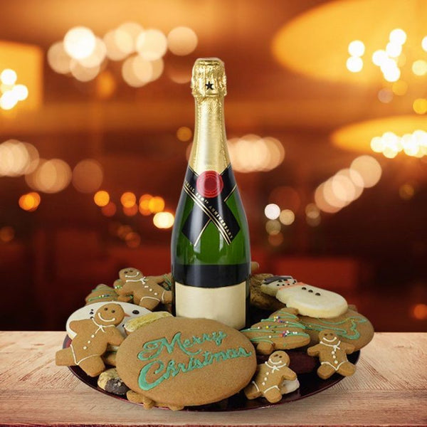 Christmas Cookies & Champagne Gift Basket