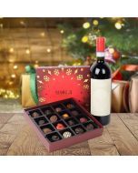 Holiday Wine & Chocolate Gift Basket, wine gift baskets, Christmas gift baskets

