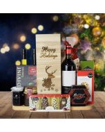 Christmas Wine Box Bounty Basket, wine gift baskets, Christmas gift baskets, gourmet gift baskets
