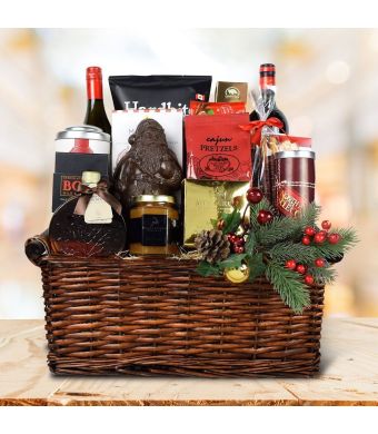 Wine & Holiday Treats Gift Basket