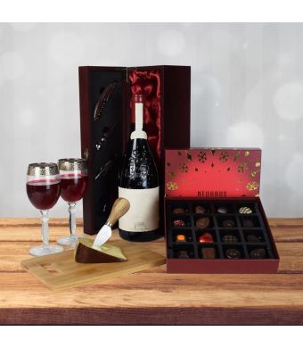 Holiday Wine, Cheese & Chocolate Basket, wine gift baskets, Christmas gift baskets