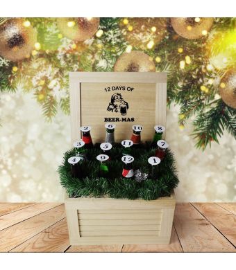 12 Days of Beer-Mas Gift Crate, beer gift baskets, Christmas gift baskets, gourmet gift baskets
