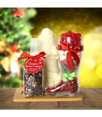 Santa’s Sweet Loot Boot, gourmet gift baskets, Christmas gift baskets
