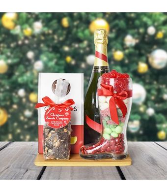Santa’s Sweet Champagne Celebration, champagne gift baskets, Christmas gift baskets