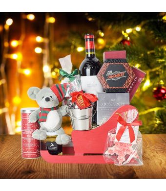 One Mouse Open Sleigh Gift Basket