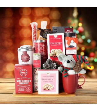 Red Sleigh Gift Basket, gourmet gift baskets, Christmas gift baskets
