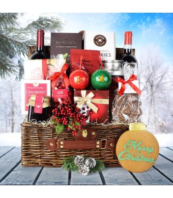 Decadent Treats & Wine Basket, wine gift baskets, Christmas gift baskets
