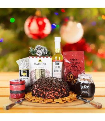 Red Velvet Cheese Ball Basket, Christmas gift baskets, gourmet gift baskets