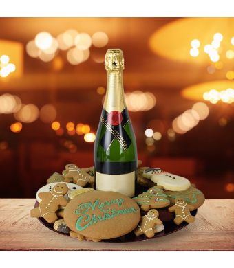 Christmas Cookies & Champagne Gift Basket