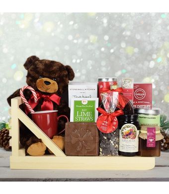 Christmas Sleigh with Tea & Cookies, gourmet gift baskets, Christmas gift baskets
