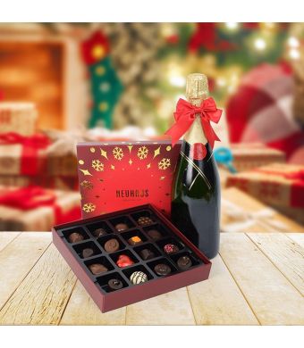 Holiday Champagne & Chocolate Gift Basket, champagne gift baskets, Christmas gift baskets
