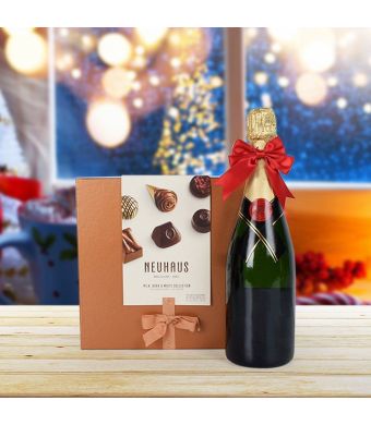 Christmas Champagne & Chocolate Gift Basket, champagne gift baskets, Christmas gift baskets
