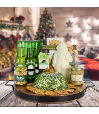 Deluxe Holiday Beer & Cheese Ball Gift Basket, beer gift baskets, Christmas gift baskets